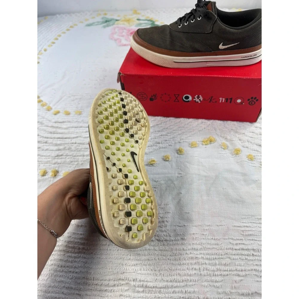 Nike Lunarlon Canvas Sneakers Olive Green Men's‎ Size 8.5 Lace Up Shoes